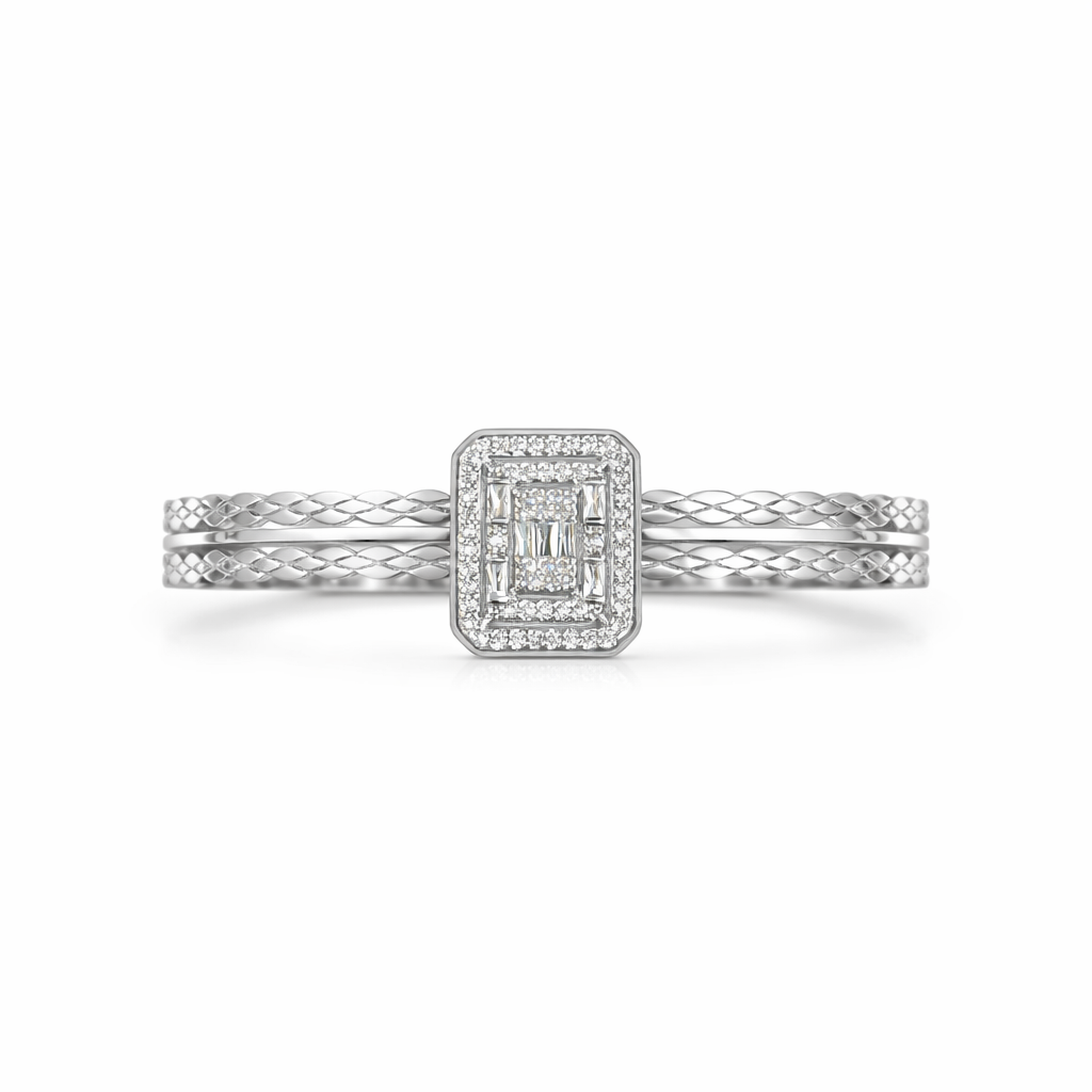 The Silver Chunky Bling Gemstone Bangle