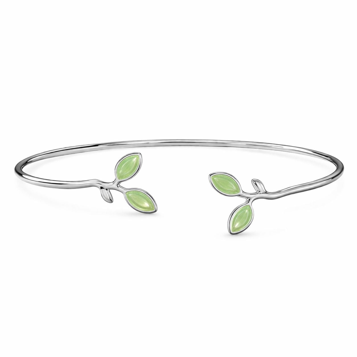 The Silver Santorini Olive Leaf Adjustable Bangle