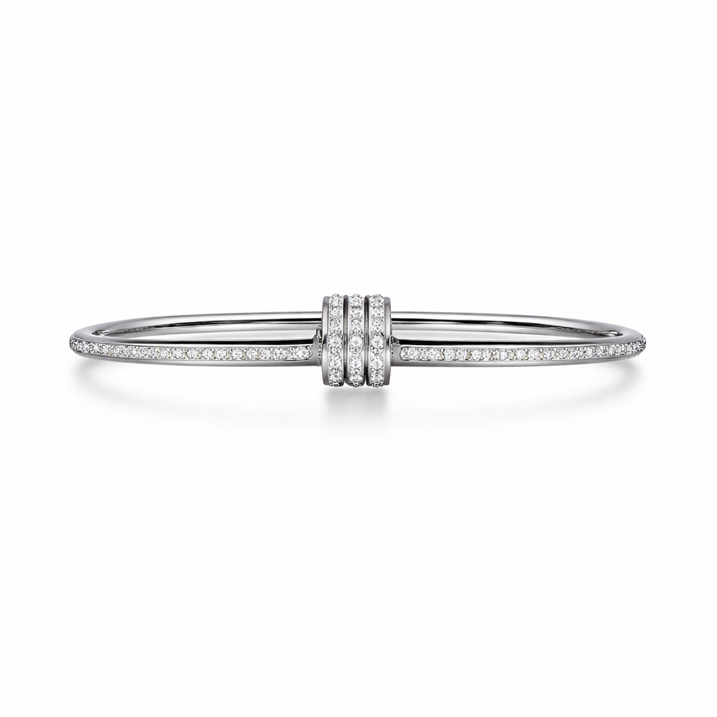 The Silver Sparkle Cylinder Pendant Bangle