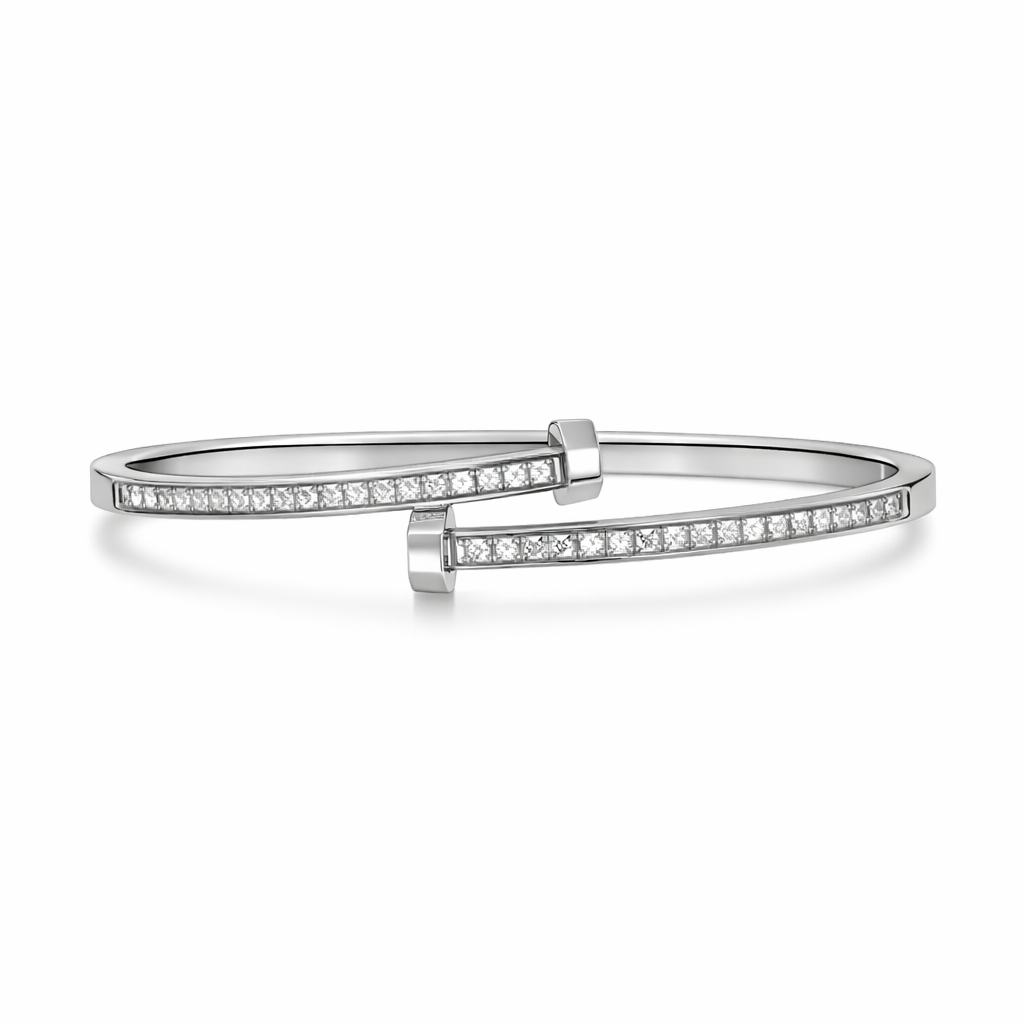 The Silver Sparkling Bling Twist Bangle