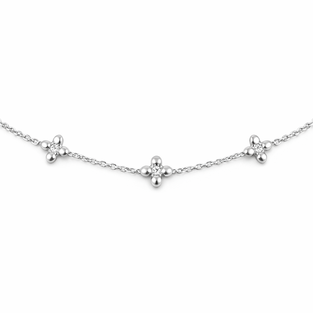 The Silver Dainty Bubble Flower Bracelet