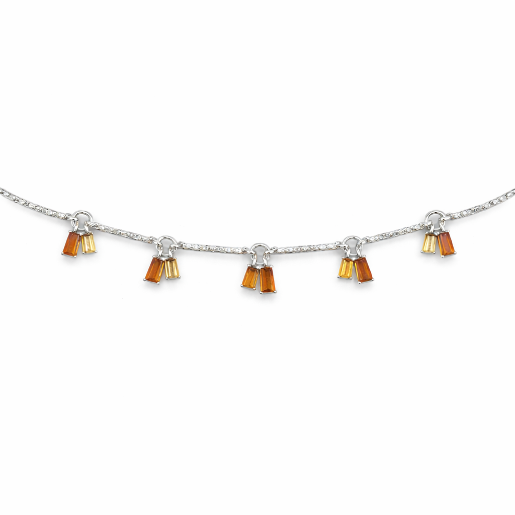 The Silver Dainty Sparkling Orange Gemstone Bracelet