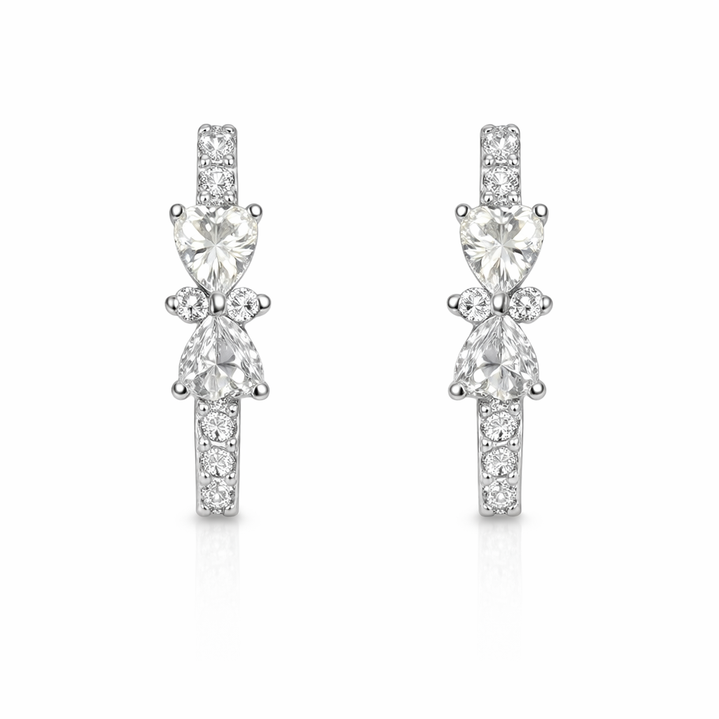 The Silver Sparkling Diamond Bow Hoops