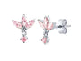 The Silver Mini Pink Flower Dangle Studs