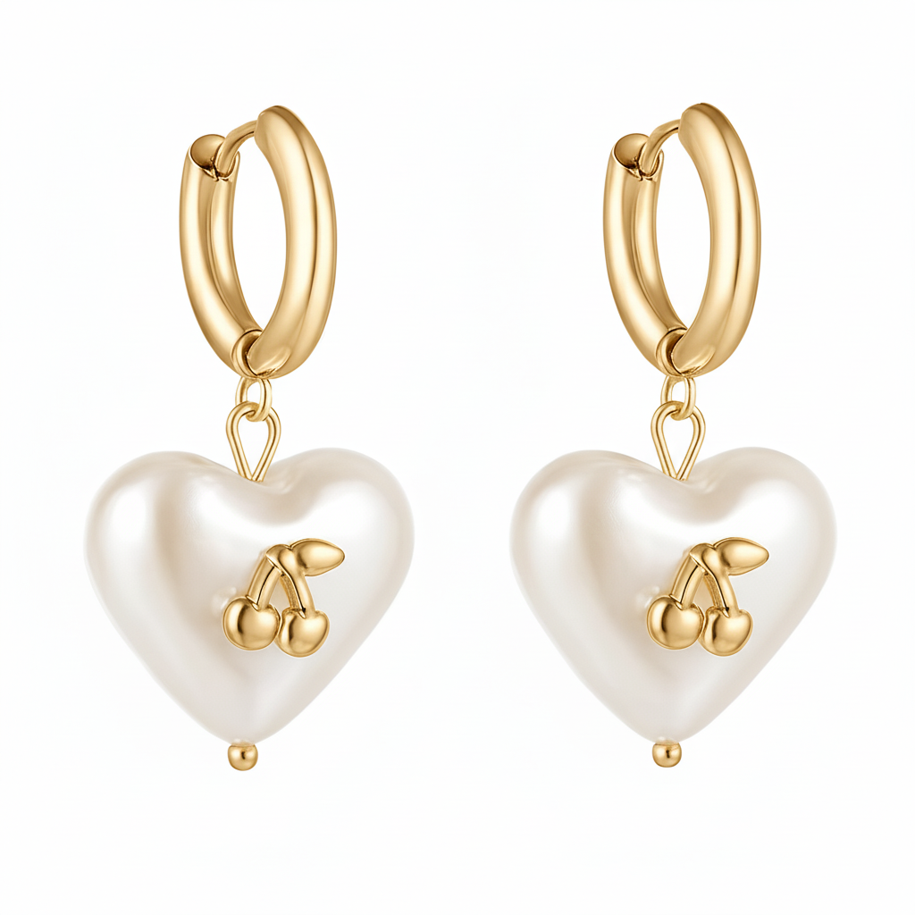 The Gold Chunky Chic Cherry Heart Huggies