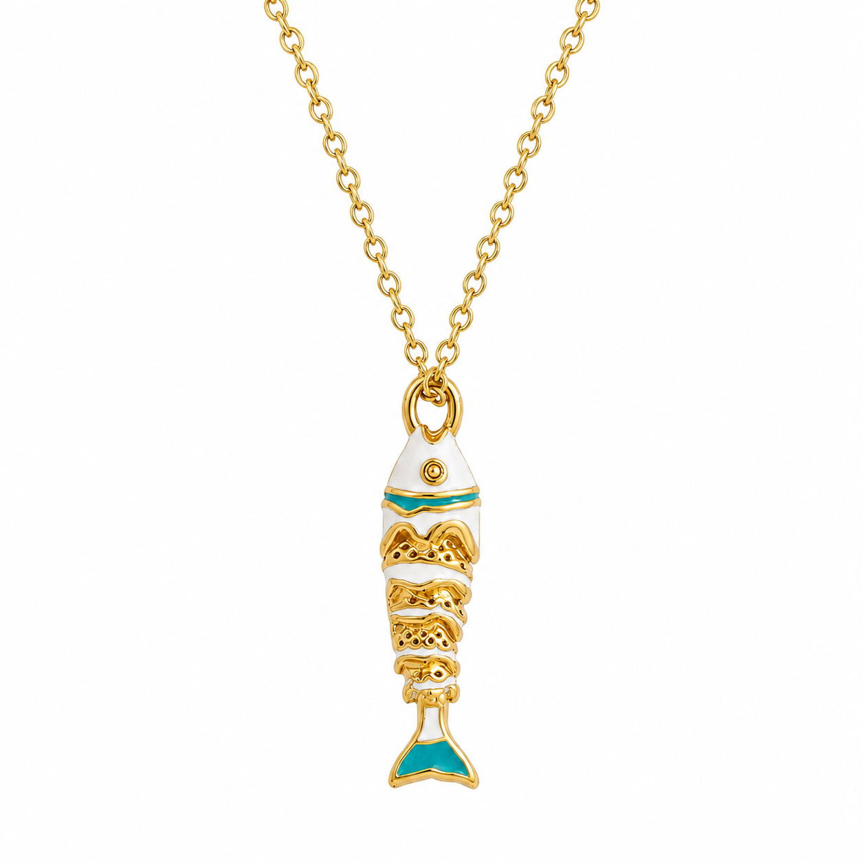 The Gold Ocean Blue Guardian Fish Necklace