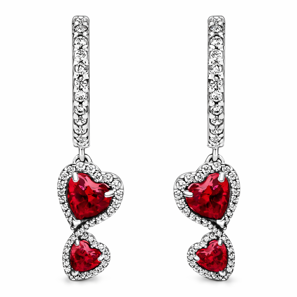 The Ruby Red Double Heart Drop Huggies