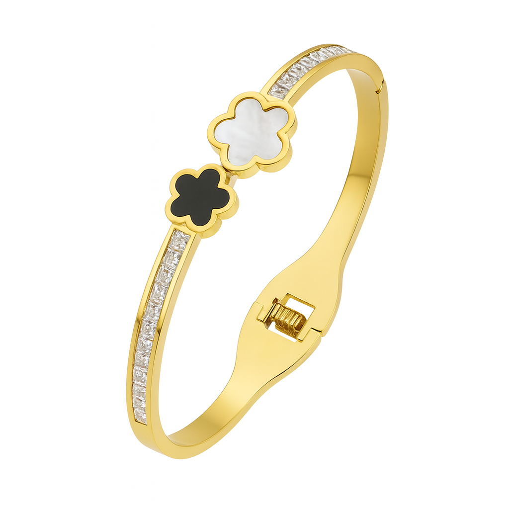 The Gold Twin Flower Elegance Bangle
